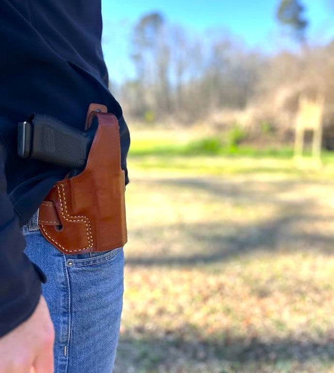 #902 - Optic Capable 2 Slot Leather Pancake Holster