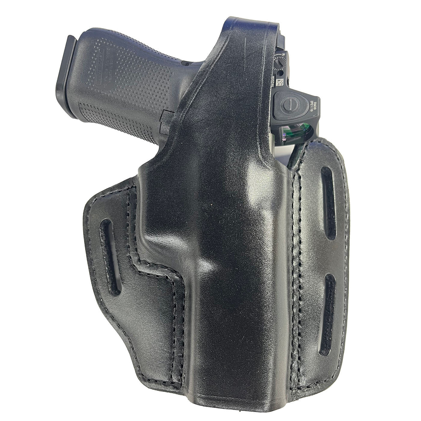 Optic Capable 3 Slot Leather Pancake Holster