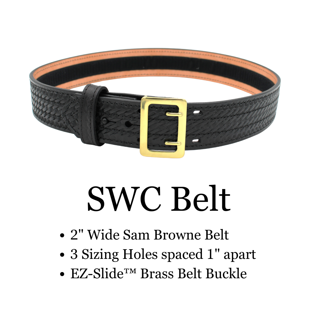 CHP 2" Duty Belt w/ Brass EZ Slide Belt Buckle (3 Hole Configuration- More Space for Pouches)