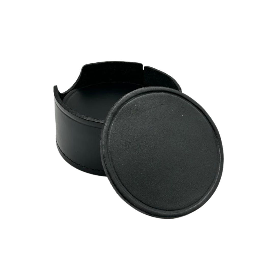 Leather Coasters - Set of 6 w/ holder