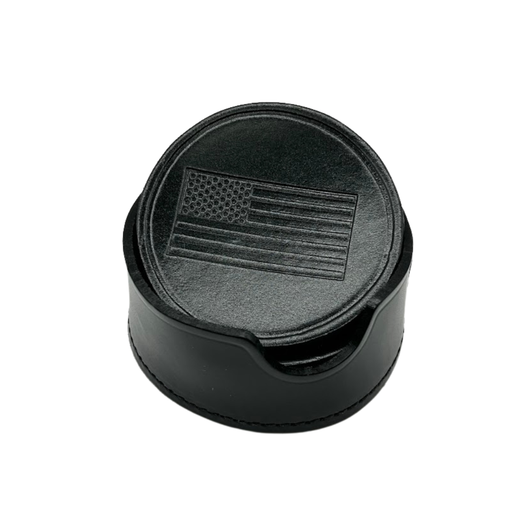 Leather Coasters - Set of 6 w/ holder