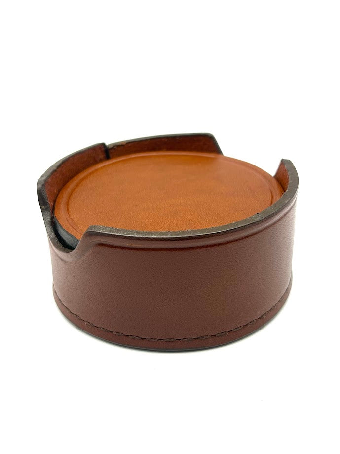 Leather Coasters - Set of 6 w/ holder
