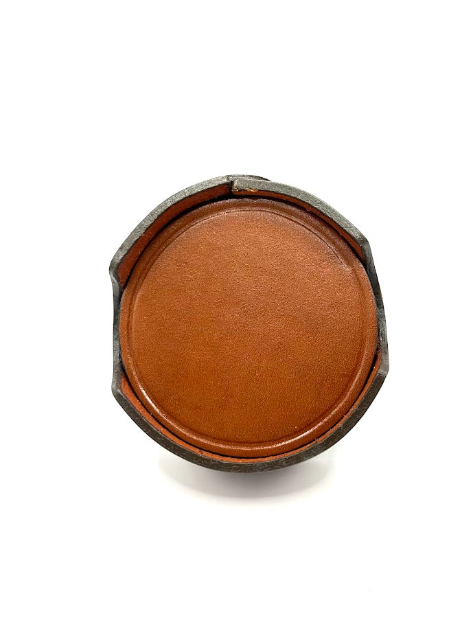 Leather Coasters - Set of 6 w/ holder