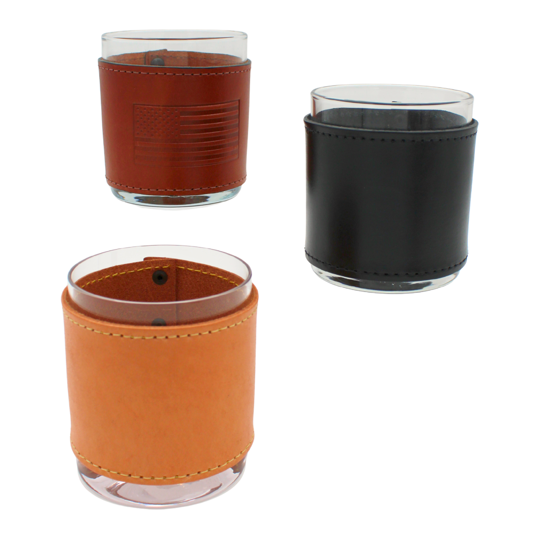 Rocks Glasses with Leather Wrap