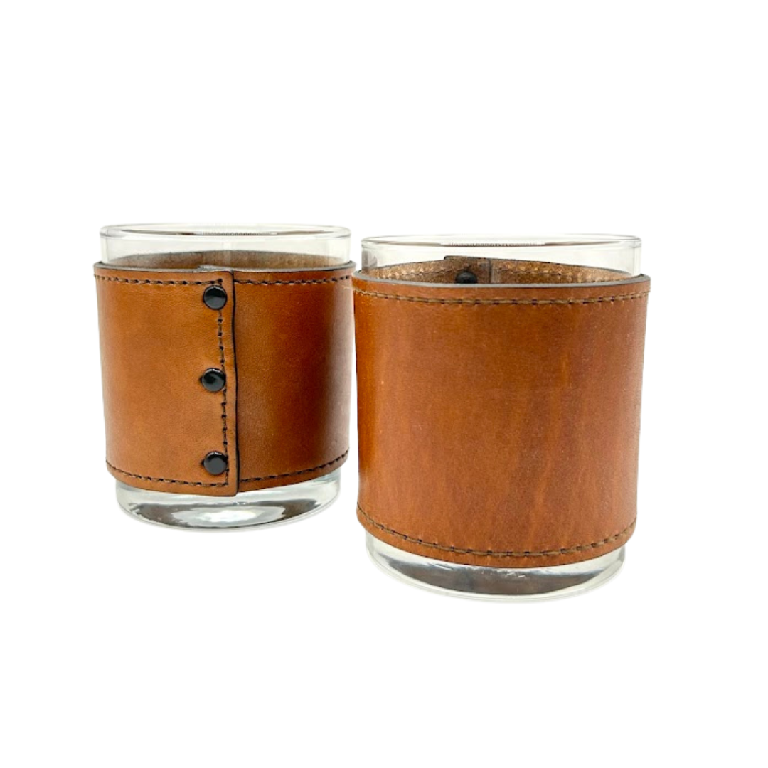 Rocks Glasses with Leather Wrap