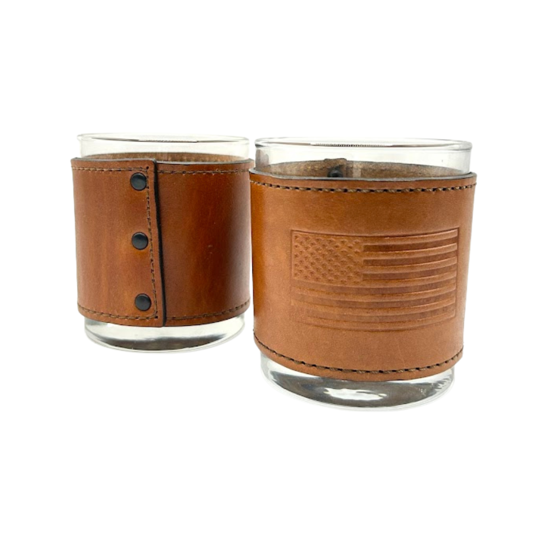 Rocks Glasses with Leather Wrap